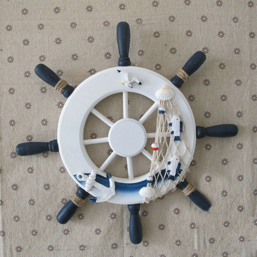 12.6" Wooden Rudder Sea Beach Nautical Style Wall Ornament Hanging Decor