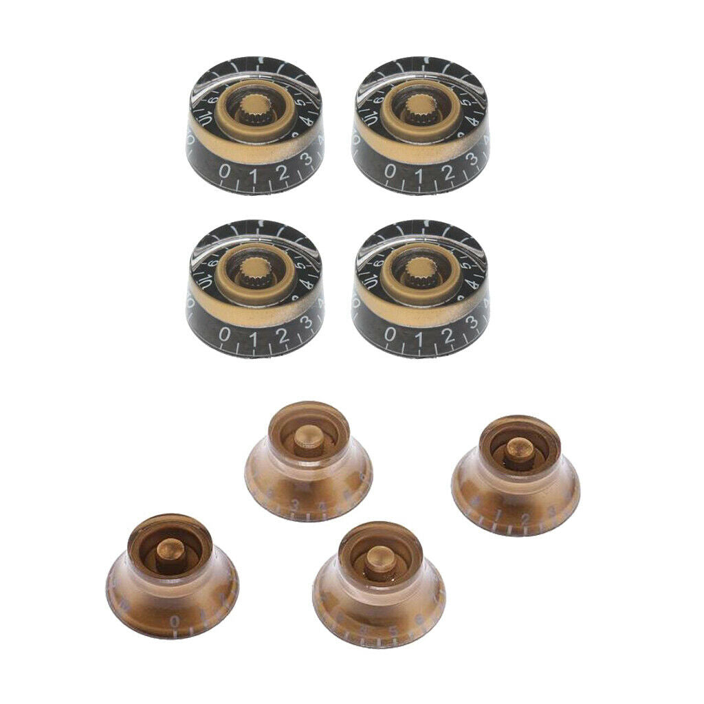 Durable 8Pcs Round Volume Tone Control Knobs with White Number for LP Guitar