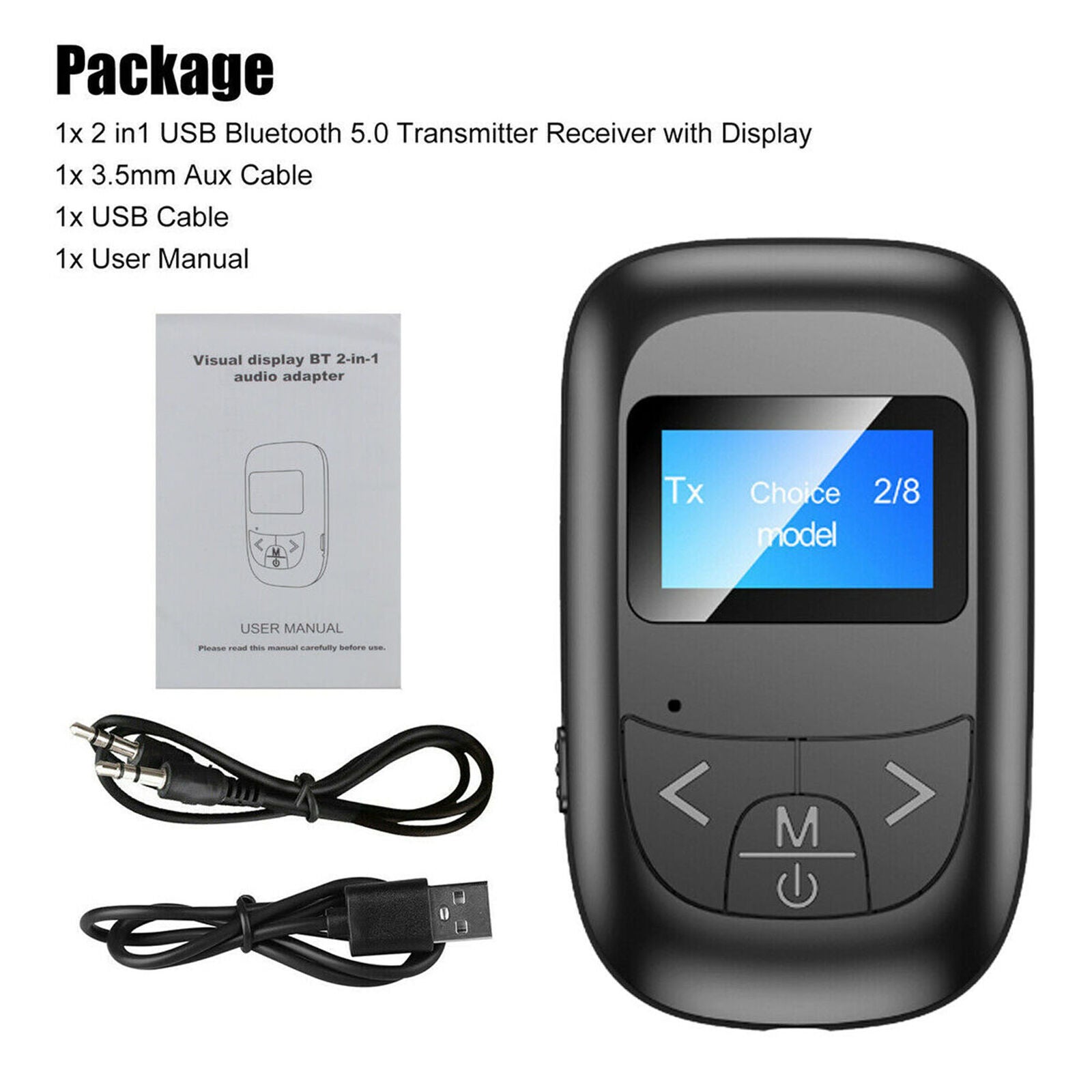 Bluetooth 5.0 USB Audio Adapter Transmitter Receiver for TV/ PC Car AUX Speaker