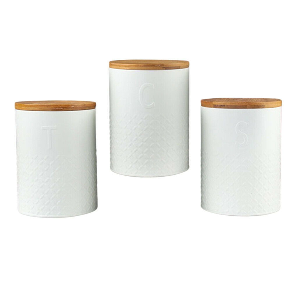 3Pieces Kitchen Storage Canisters Sugar Storage Tin Dust-proof Canister
