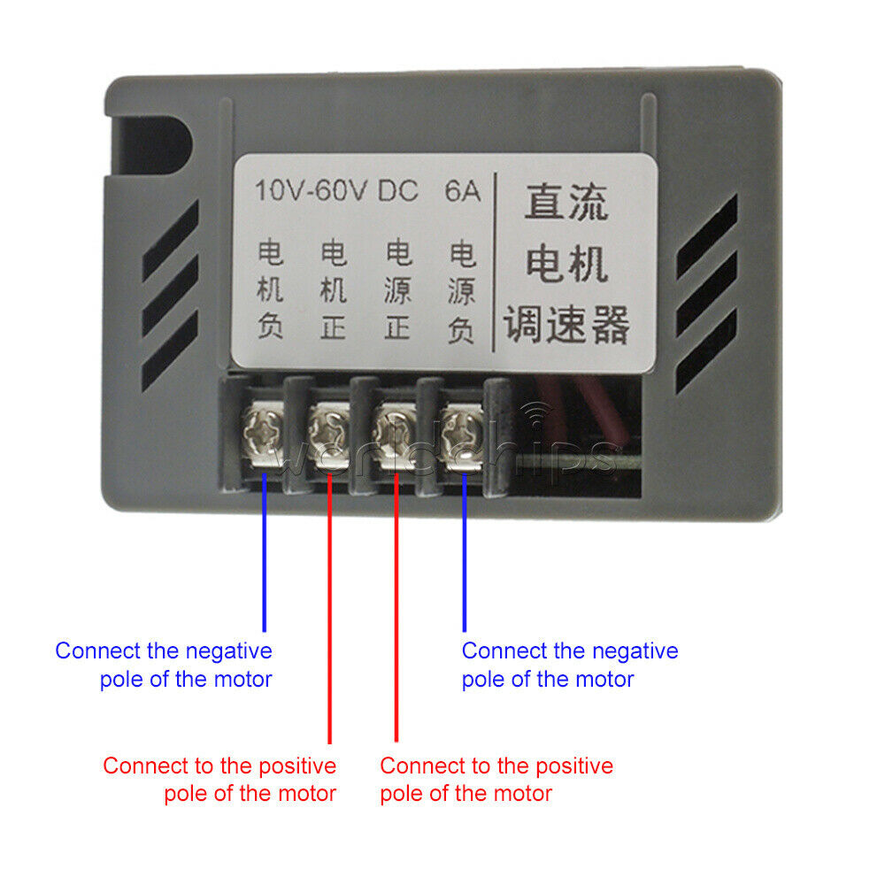 10-60V 6A PWM DC Motor Speed Controller Regulator PLC 15A Governor Volt