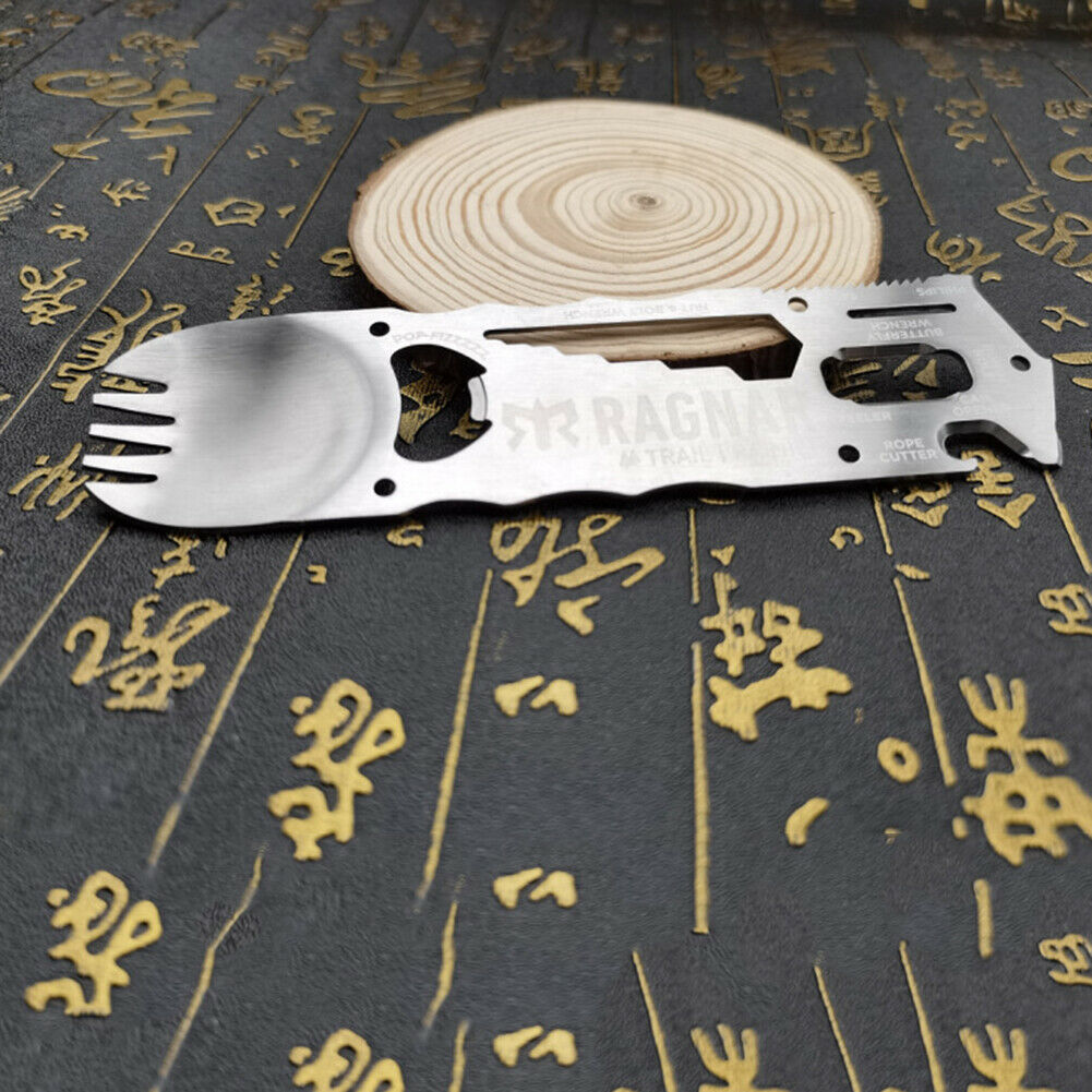 Outdoor EDC Portable Cutlery Fork Spoon Bottle Opener Camping Picnic Tool @