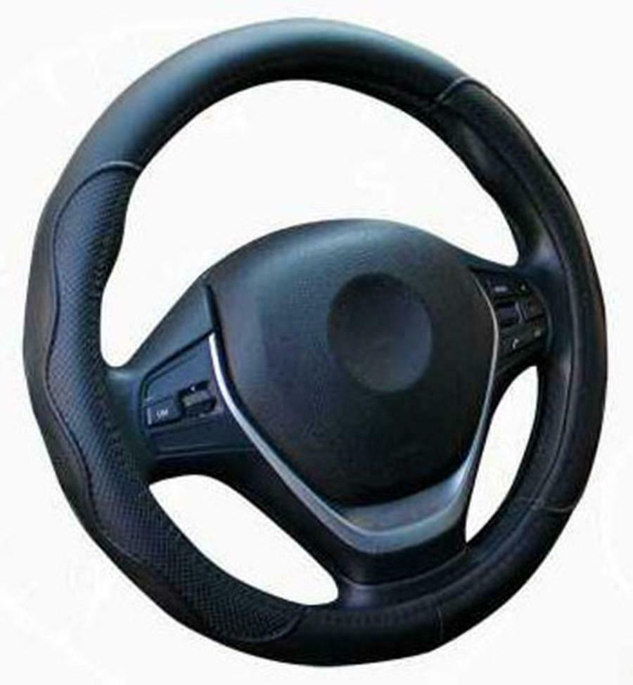 Black PU Leather Car Steering Wheel Cover Comfortable Feel Four Season Universal