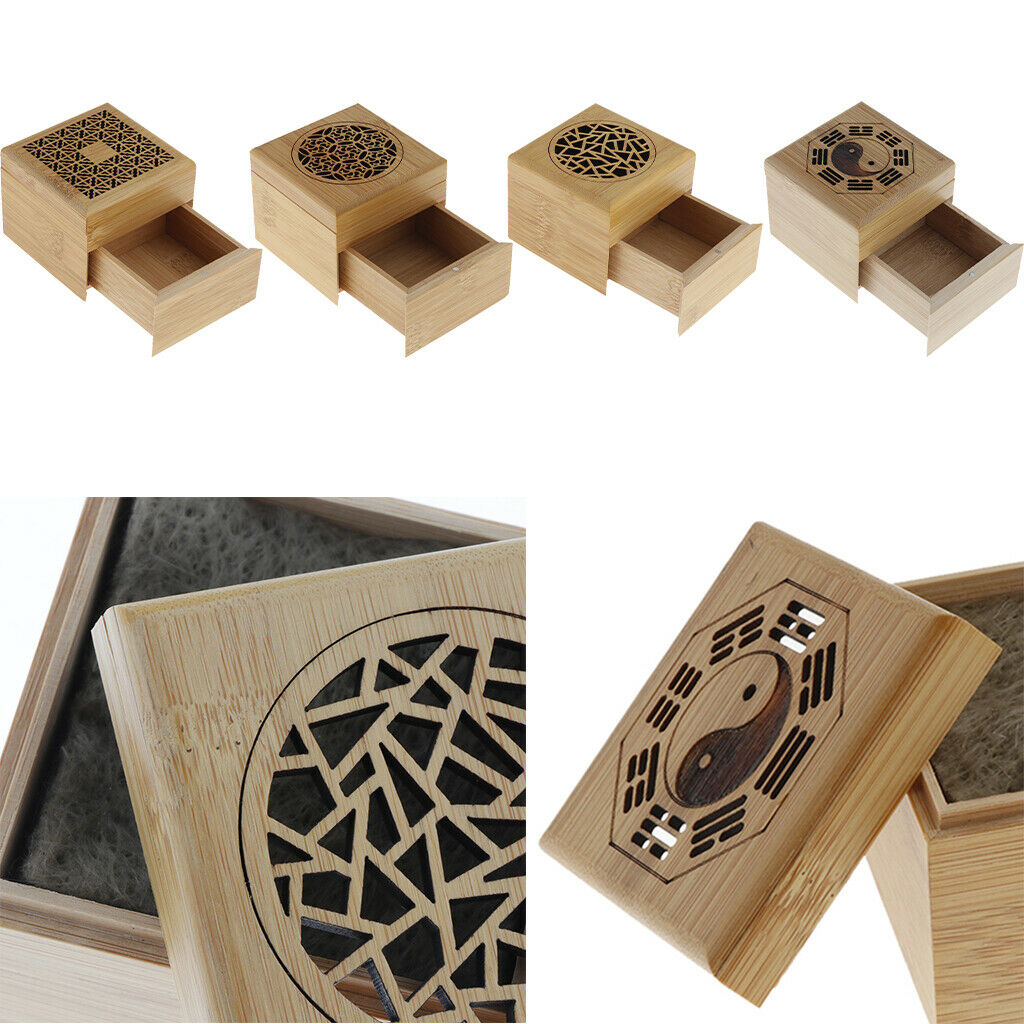 Hollow Bamboo Incense Stick Burner Wooden Box Censer Stove for Home Style 01
