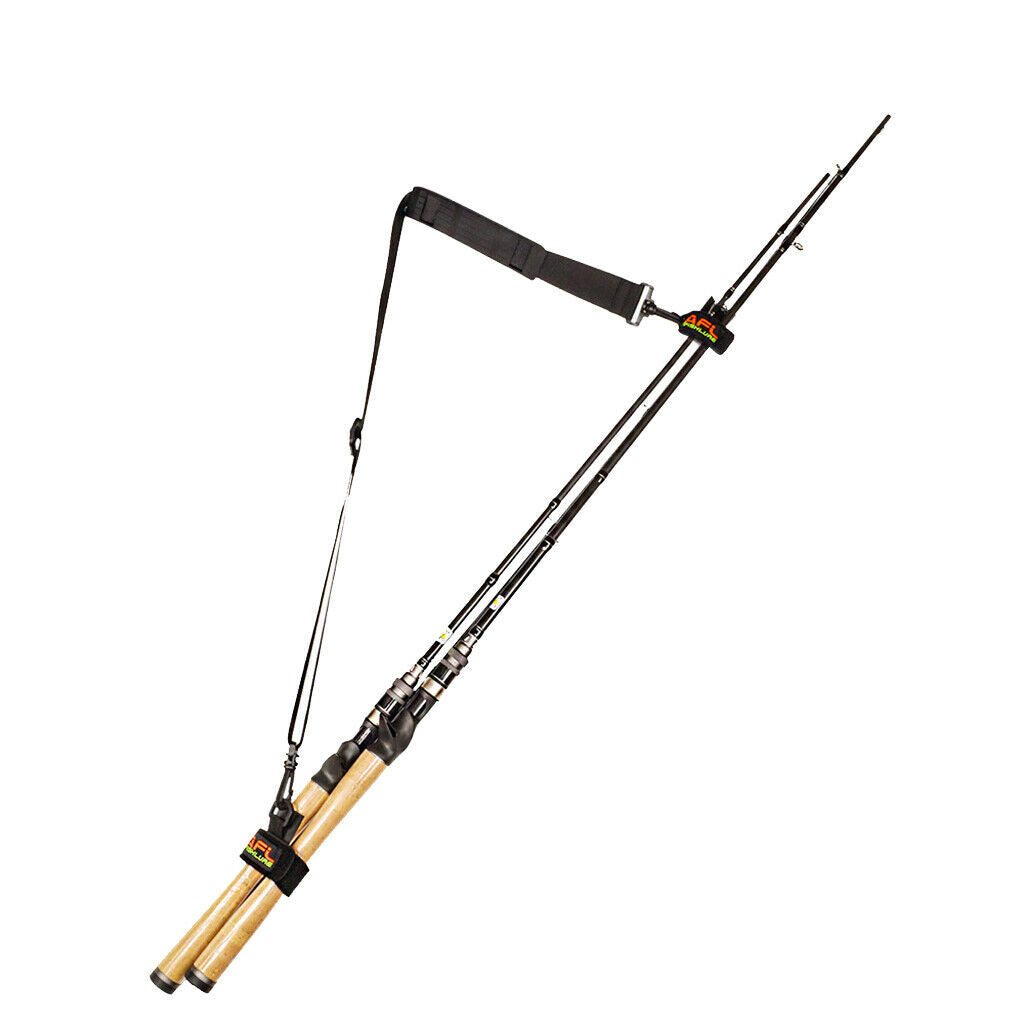 2 Pieces Fishing Rod Strap with  Fishing Rod Carrier Bands Black