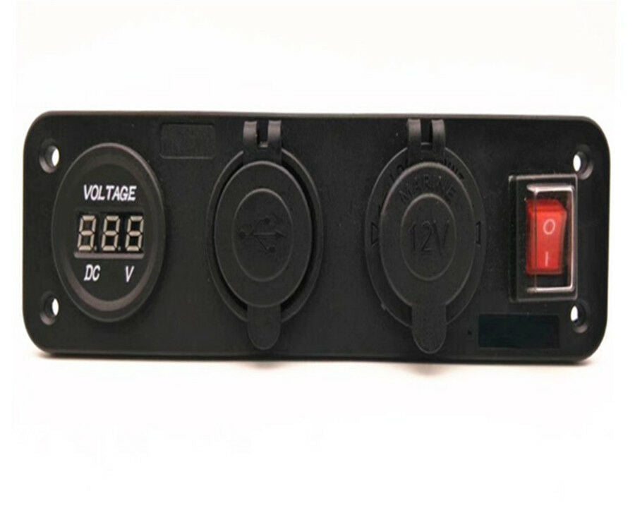 New Digital Voltmeter 4in1 Cigarette Lighter Socket Rocker Switch Dual USB Power