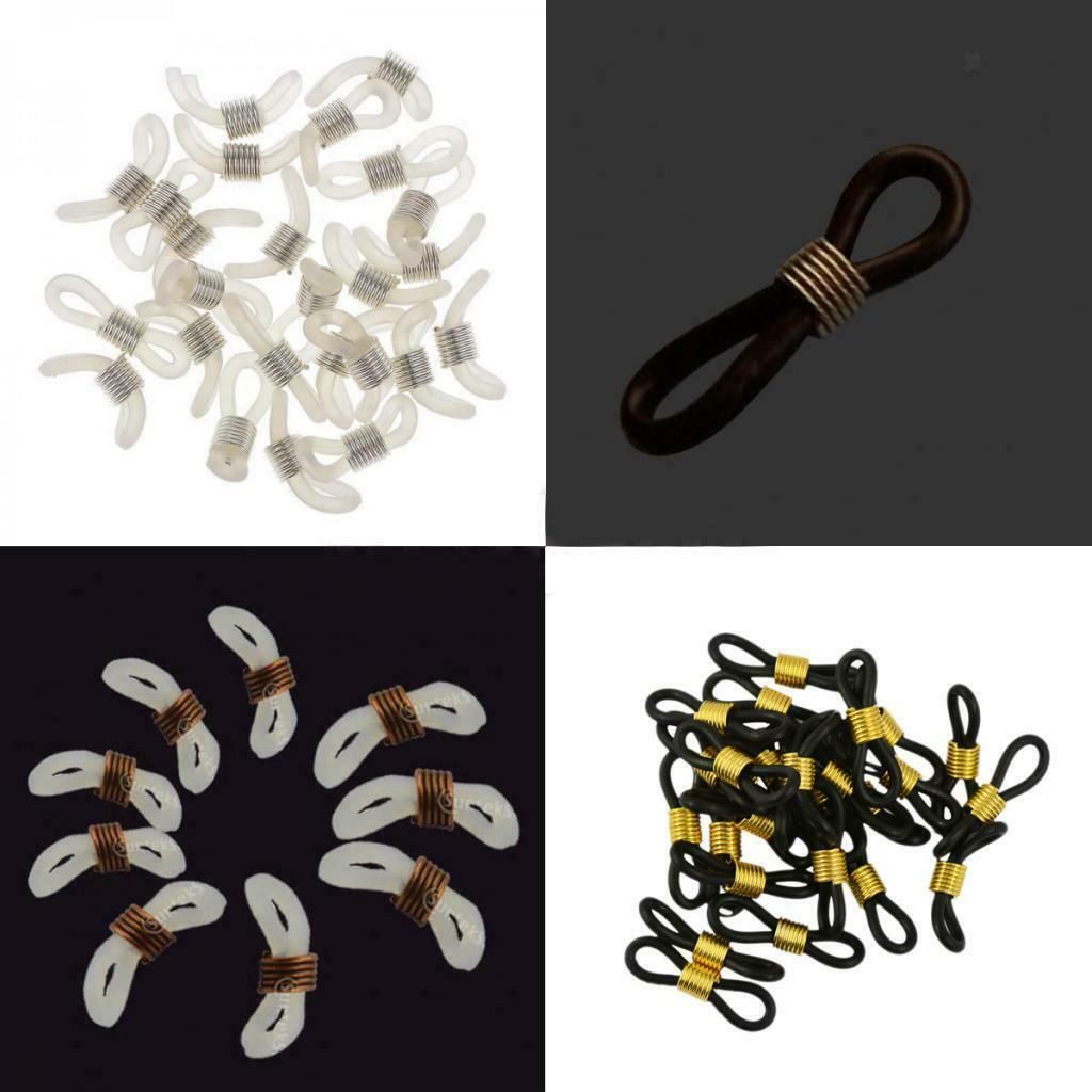 100 Pcs Black White Wholesale Rubber Loop Metal Coil Eyeglass End Loop