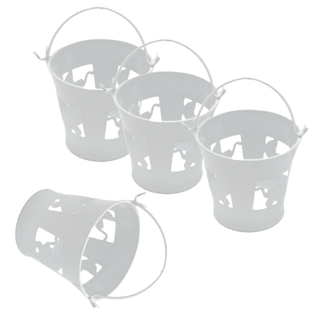 4pcs/set White Mini Metal Iron Buckets Pail Style Gift Box DIY Party Decor