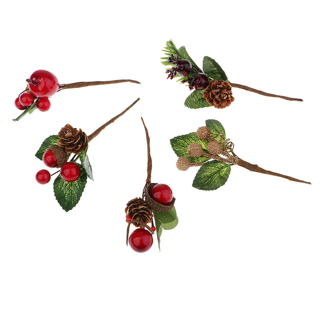 5pcs Artificial Flowers Pine Cone Flower Branch For Party Embellishments