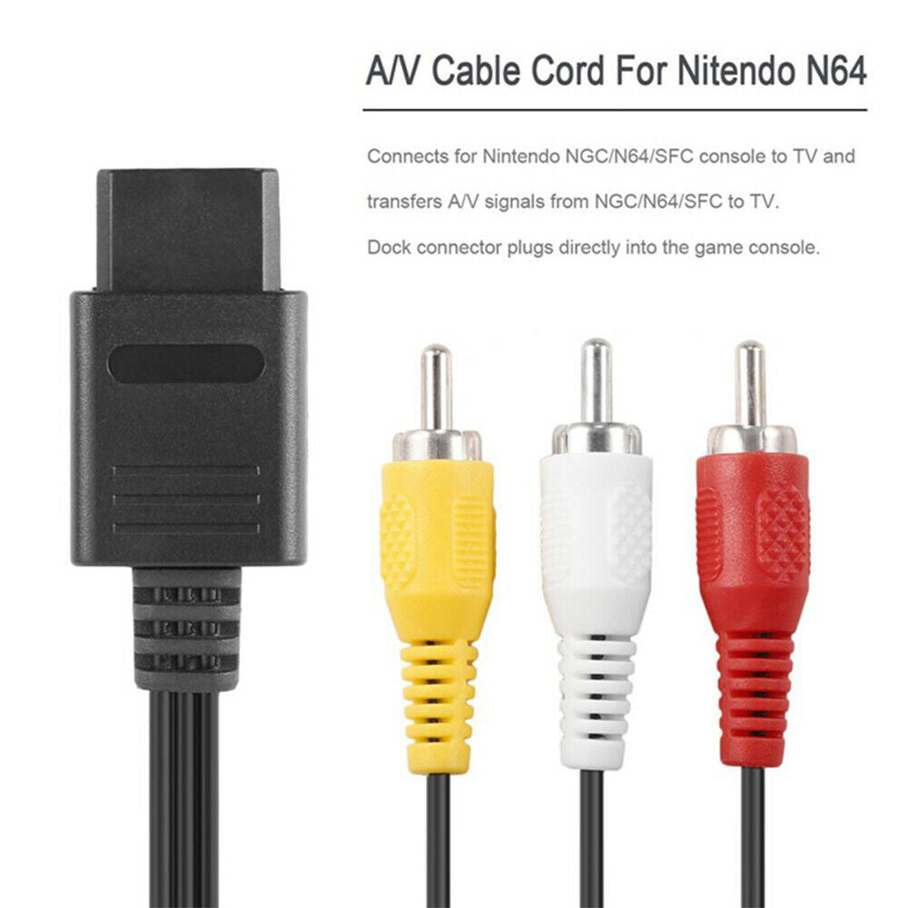 For Nintendo 64 Audio TV Video Cord AV Cable to RCA Super Nintendo GameCube N64