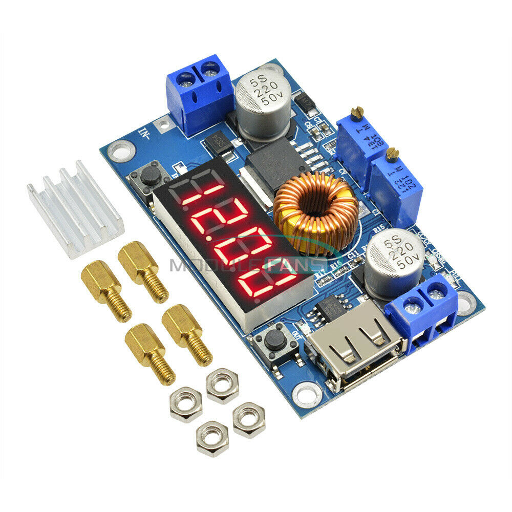 5A CC CV LED Display Drive Lithium charger Power Step-down Module +USB Voltmeter