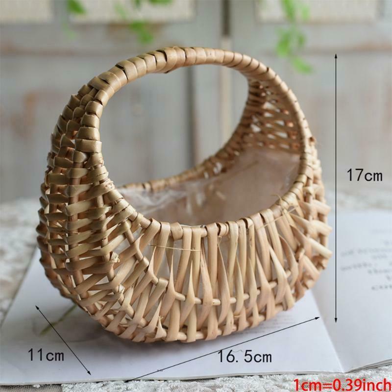 Fashion Portable Flower Arrangement Basket Weaving Bag Rattan Willow Manual