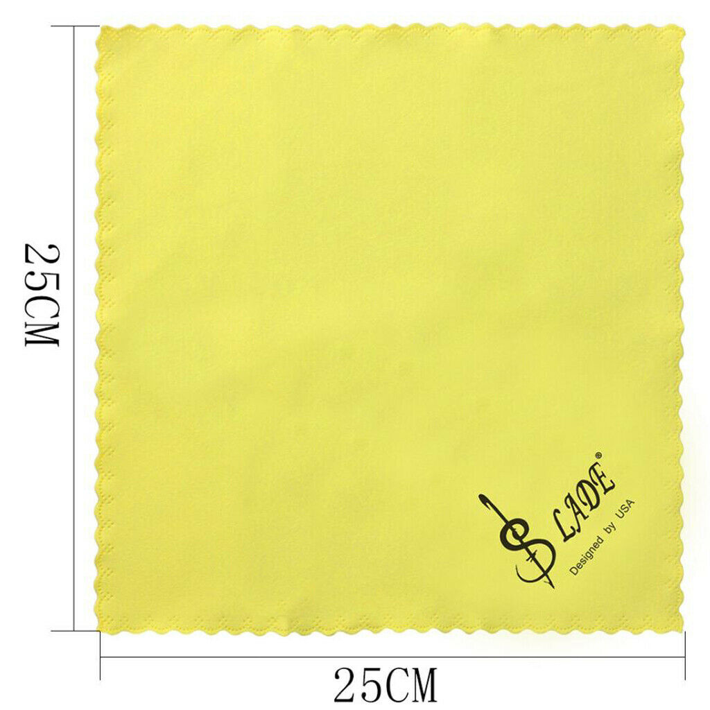 5Pcs Cleaning Polish Wipe Cloth for Musical Instrument Guitar Violin Yellow
