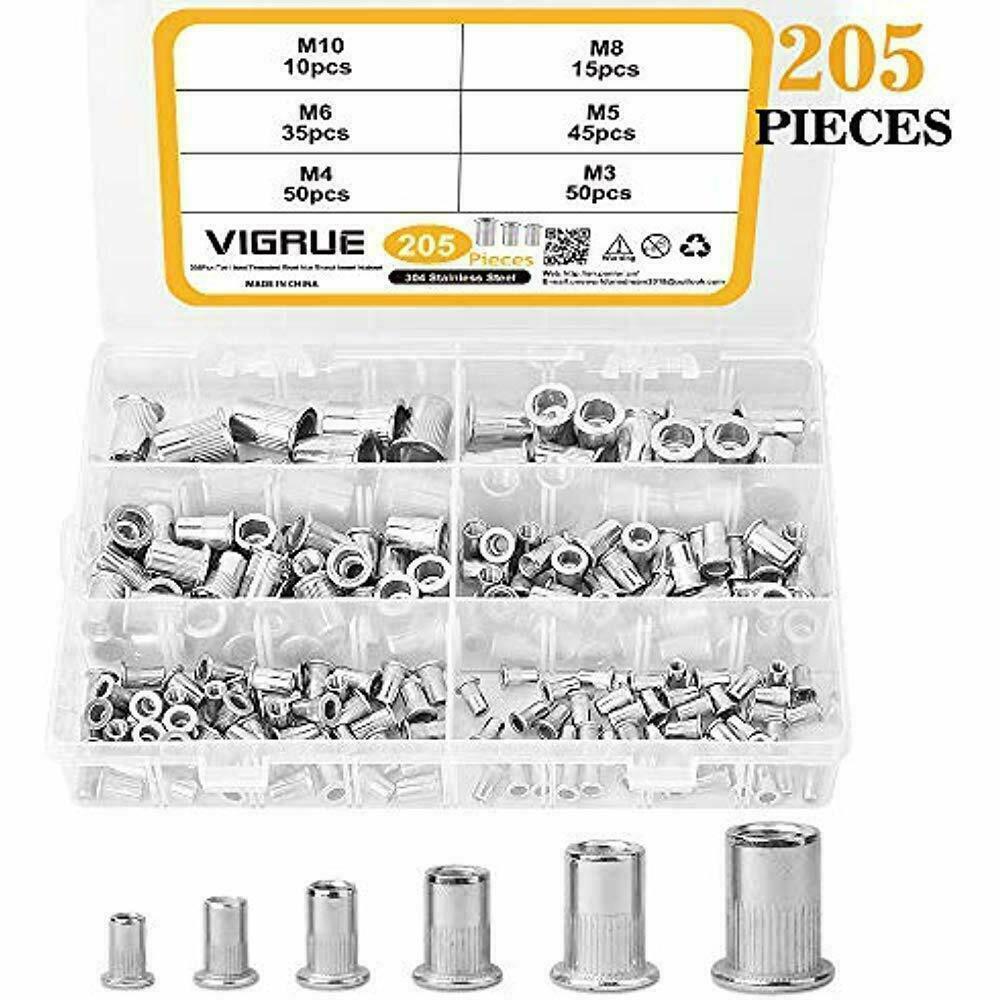 205Pcs M3-M10 304 Stainless Steel Blind Rivet Nut Combination Box