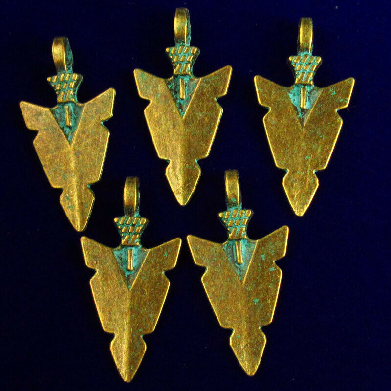 30Pcs Carved Brass Bronze Arrow Pendant Bead 30x15x5mm A-69PJ