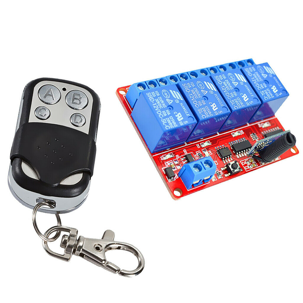 12V 4-Key Remote Control For LED Strip Light, Door, Window Control 4CH Relay