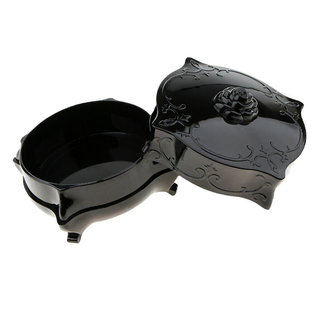 Empty Loose Face Powder Case Makeup Sponge Puff Jewelry Container Box Black