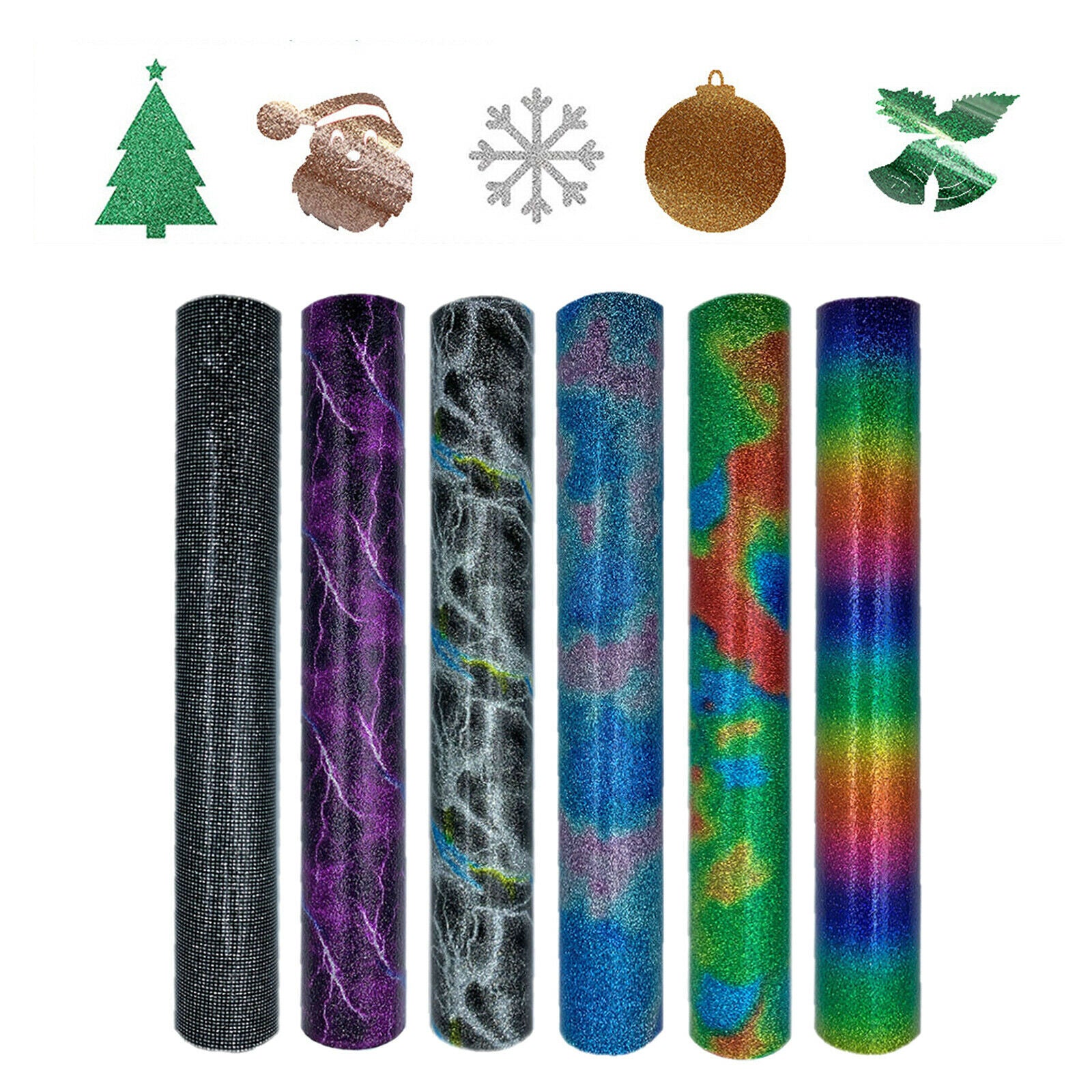 7Pcs Heat Transfer Vinyl Iron On HTV Sheet Film Glitter Cameo Garment Design