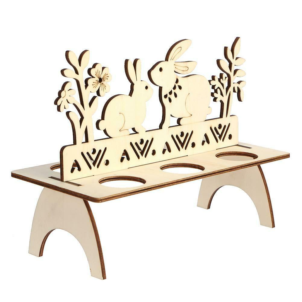 Wooden Easter Egg Shelves Egg Stand Rack Bunny Pattern Easter DIY Decor @