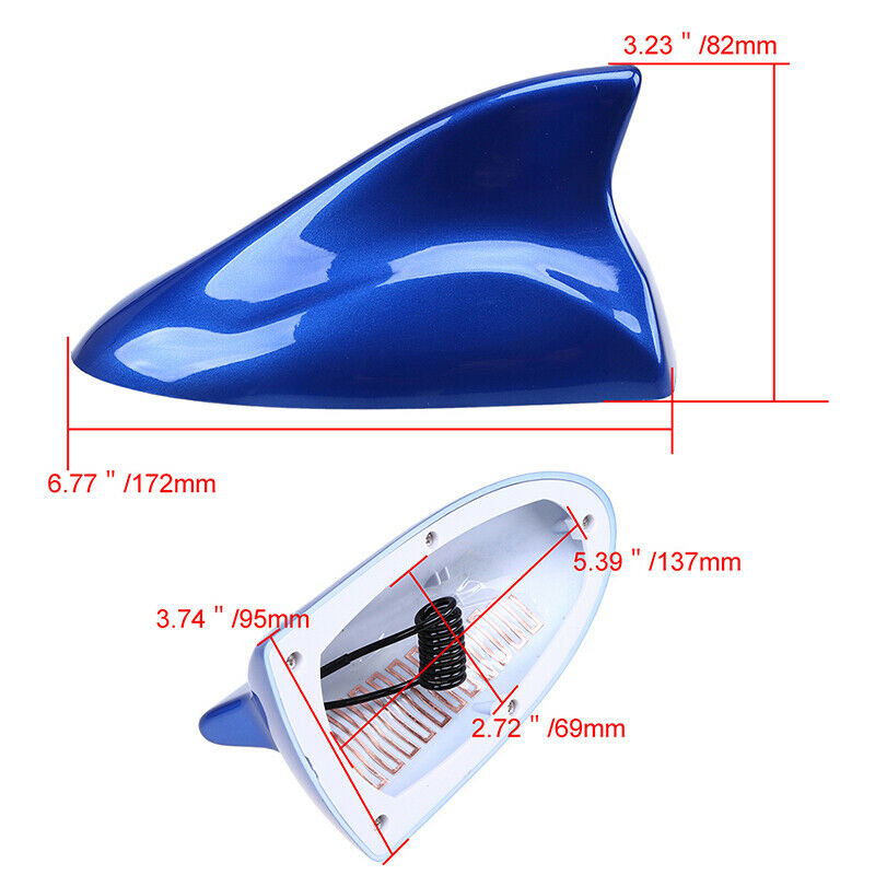 Universal Blue Shark Fin Antenna Roof Radio FM/AM Signal Decor Cover Aerial