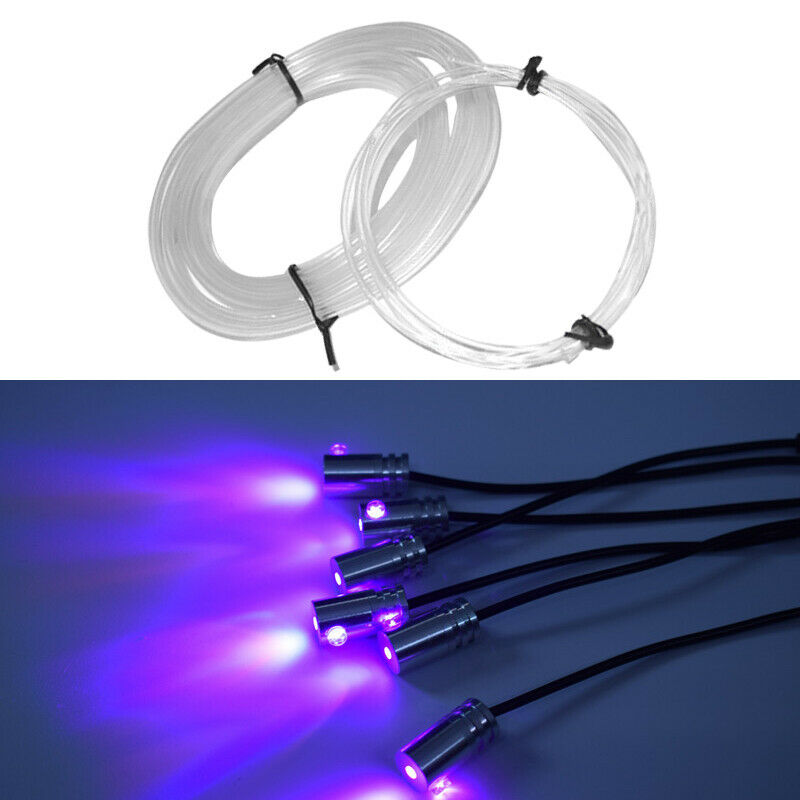 6in1 RGB LED 8M Fiber Car Neon EL Strip Light bluetooth APP Remote Sound Effect