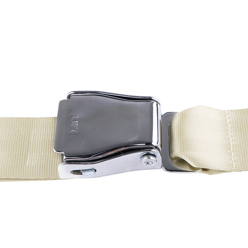 1X Beige 2 Point Safety Adjustable Retractable Auto/Car Seat Belt Cars Universal