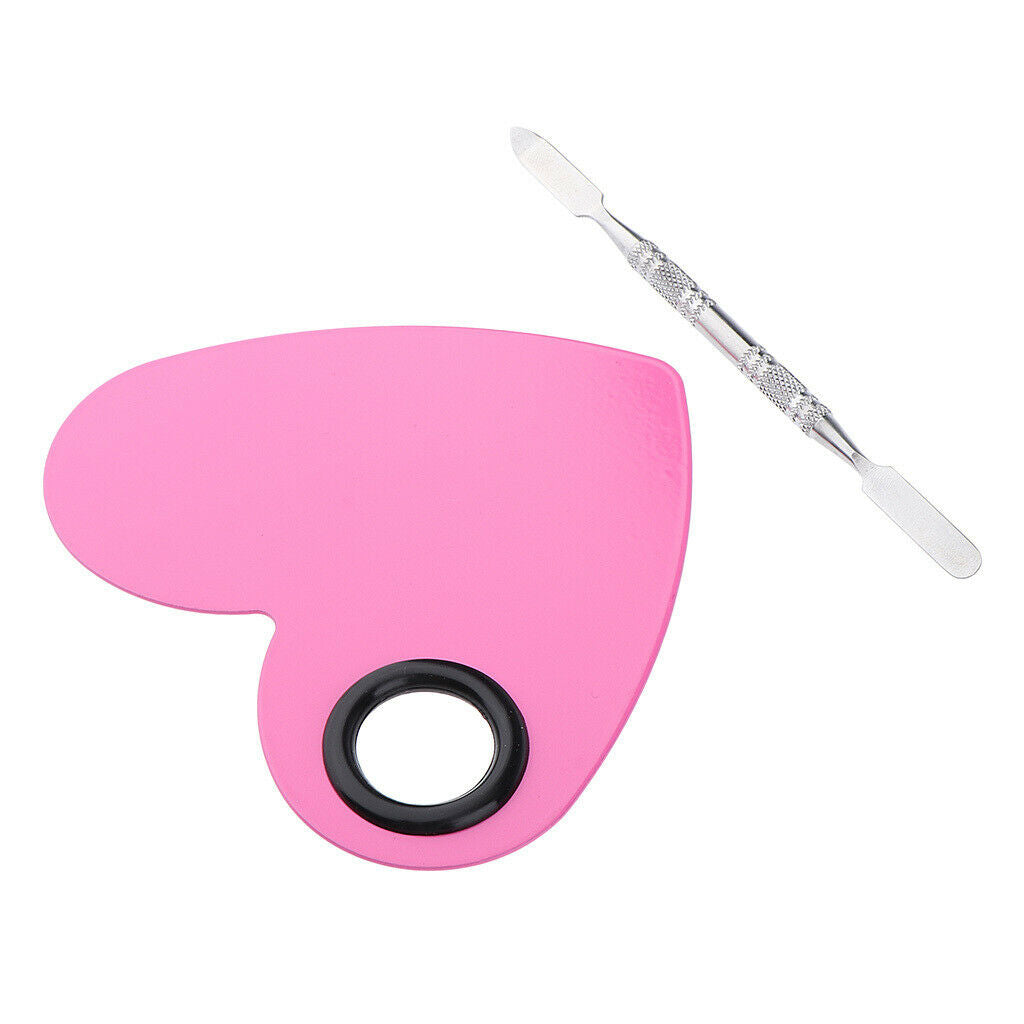 Pink & Black Lady Stainless Steel Cosmetic Makeup Palette Spatula Artist