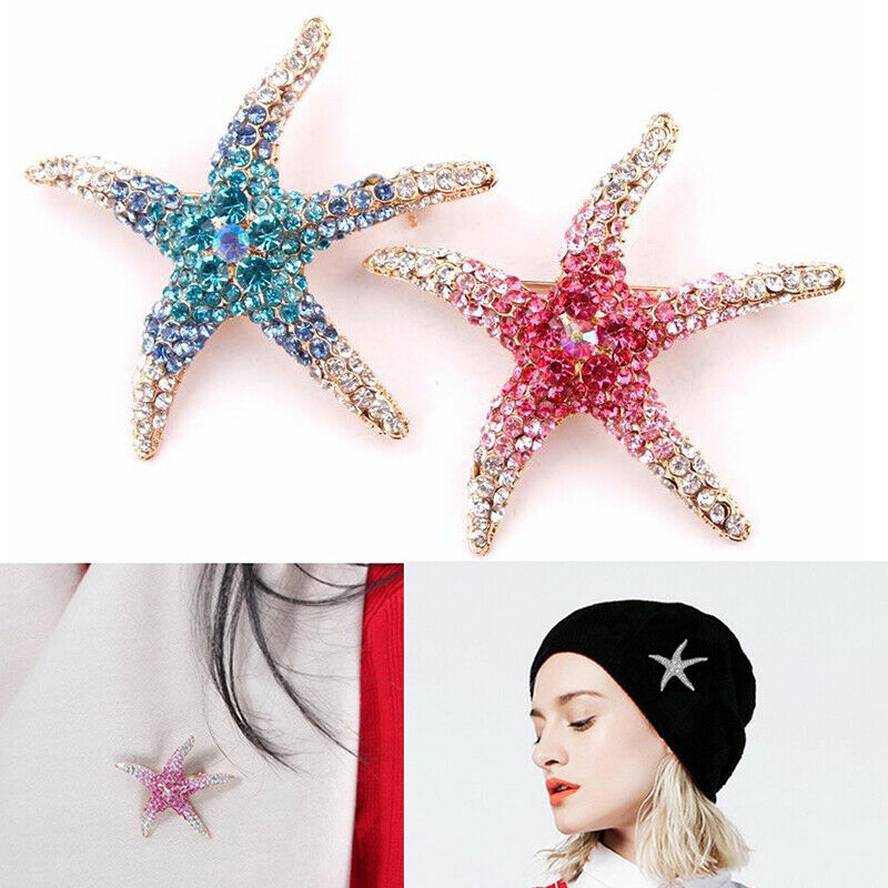 1Pc Crystal Rhinestones Starfish Brooches Women Brooch Pin Clothes Access.l8