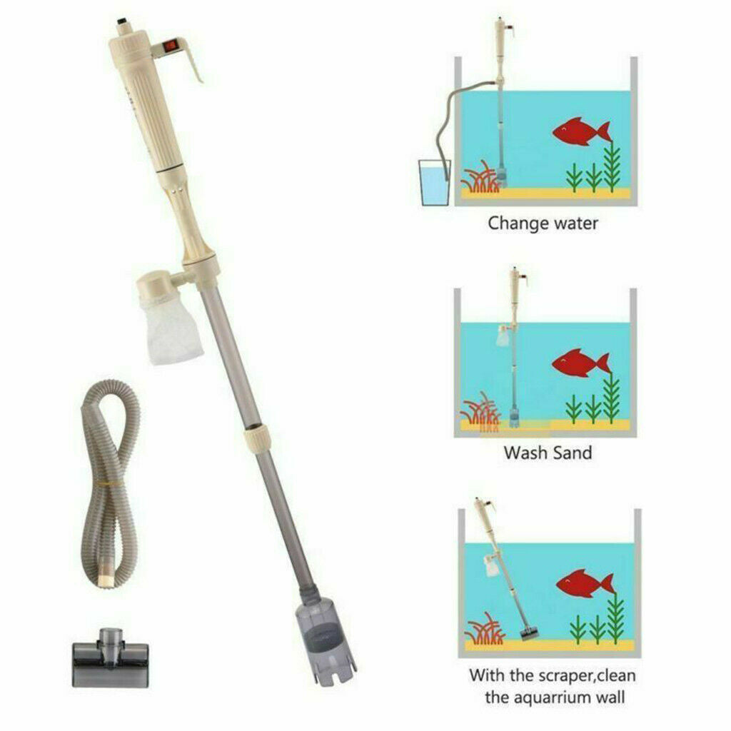 Electric Aquarium Gravel Cleaner Fish Tank Washer Water Changer Pump Filter New