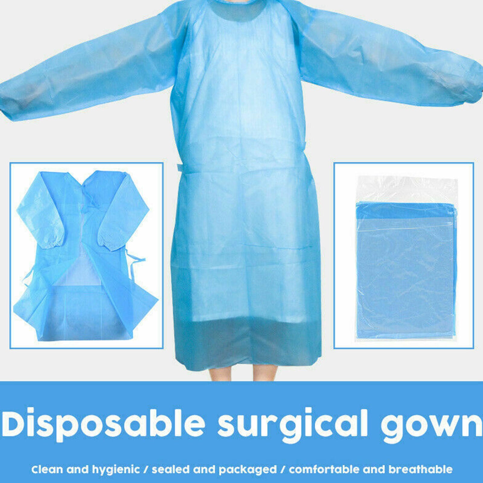 Blue 10pcs Disposable Surgical Gown Coat Light Dust Clothes Woven Overalls