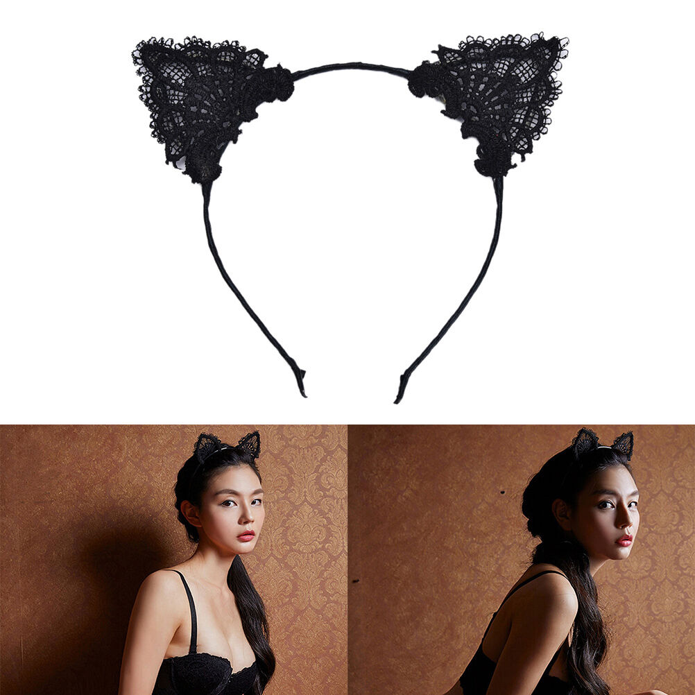 Women Lady Girls Kids Cute Cat Kitty Costume Ear Party Lace Hair Head Ban.l8