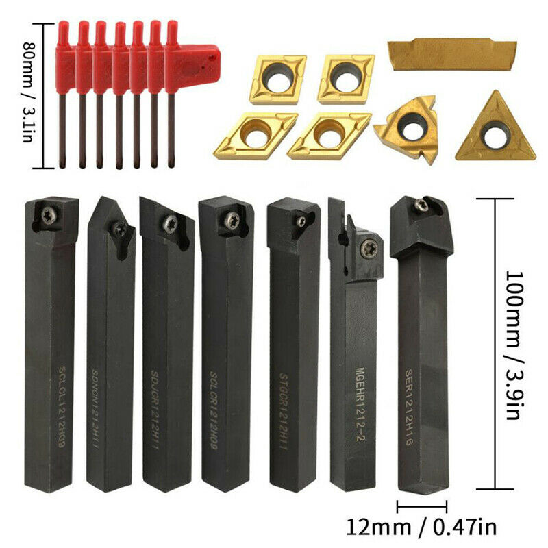 21PCS Solid Carbide Inserts Holder Boring Bar For Lathe Turning Tools S4O9B SJ