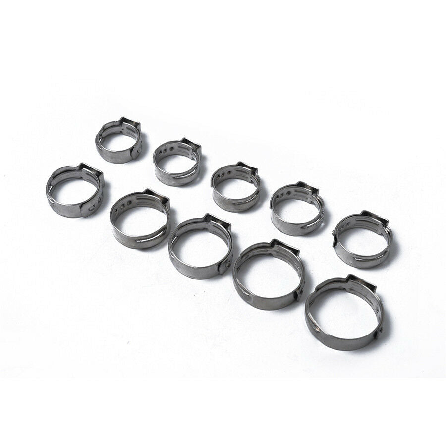 90Pcs 12 Sizes Stainless Steel Single Ear Hydraulic Fuel Air Hose Clamps O Clips