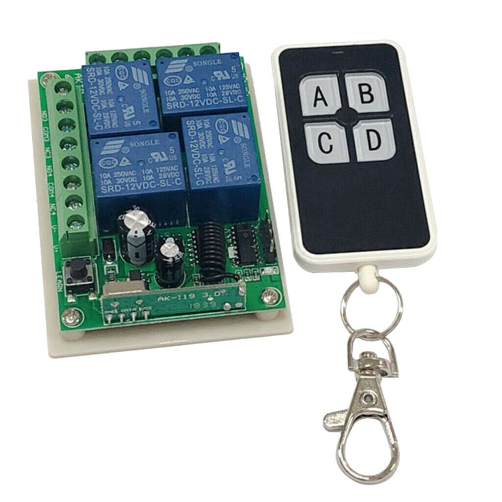 4Channel DC12V Wireless Relay Switch Module with 4-Button Remote Control #19