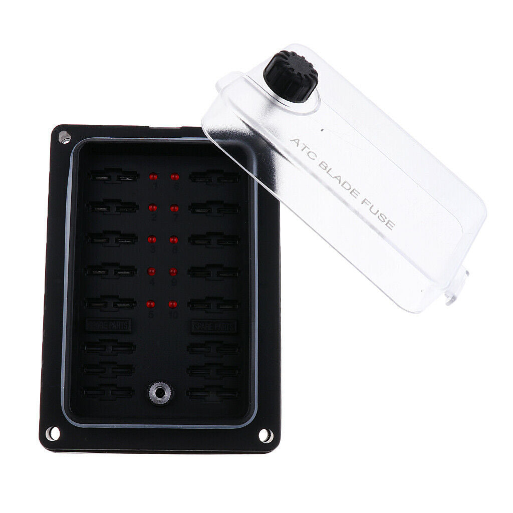 Car Boat 10-Way Waterproof Blade Fuse Box Block with LED for Universal