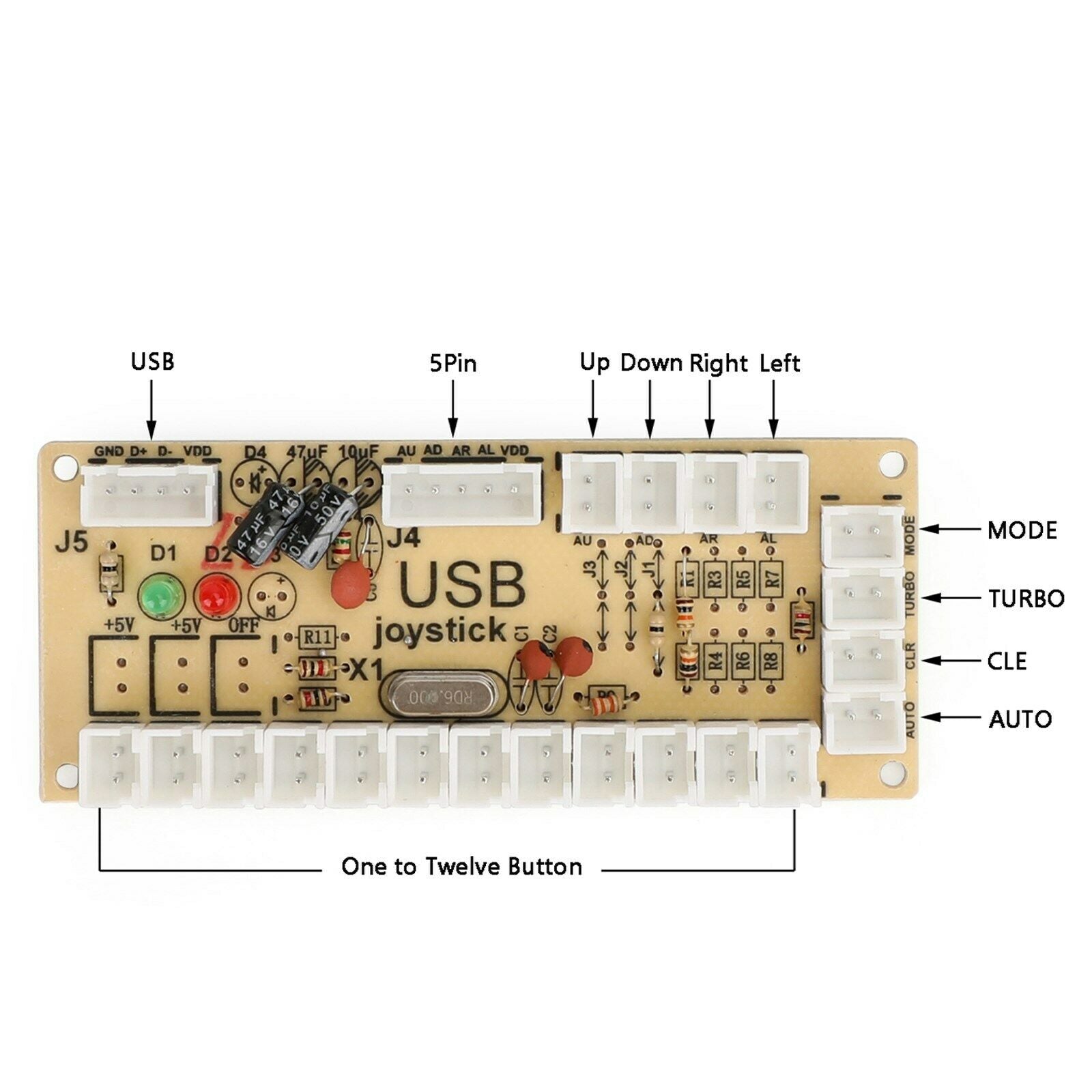 Zero Delay Arcade USB Encoder to Joystick Fit for PC Fighting Games AC424 CA