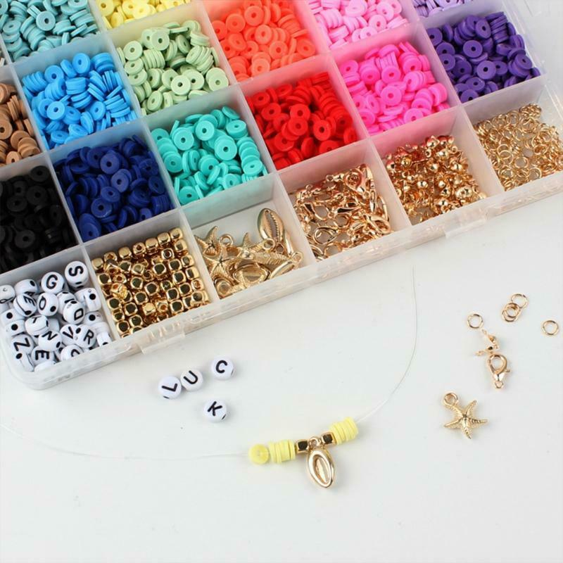 Color DIY Earring Necklace Craft Set Soft Pottery 24 Grids for Jewelry Making