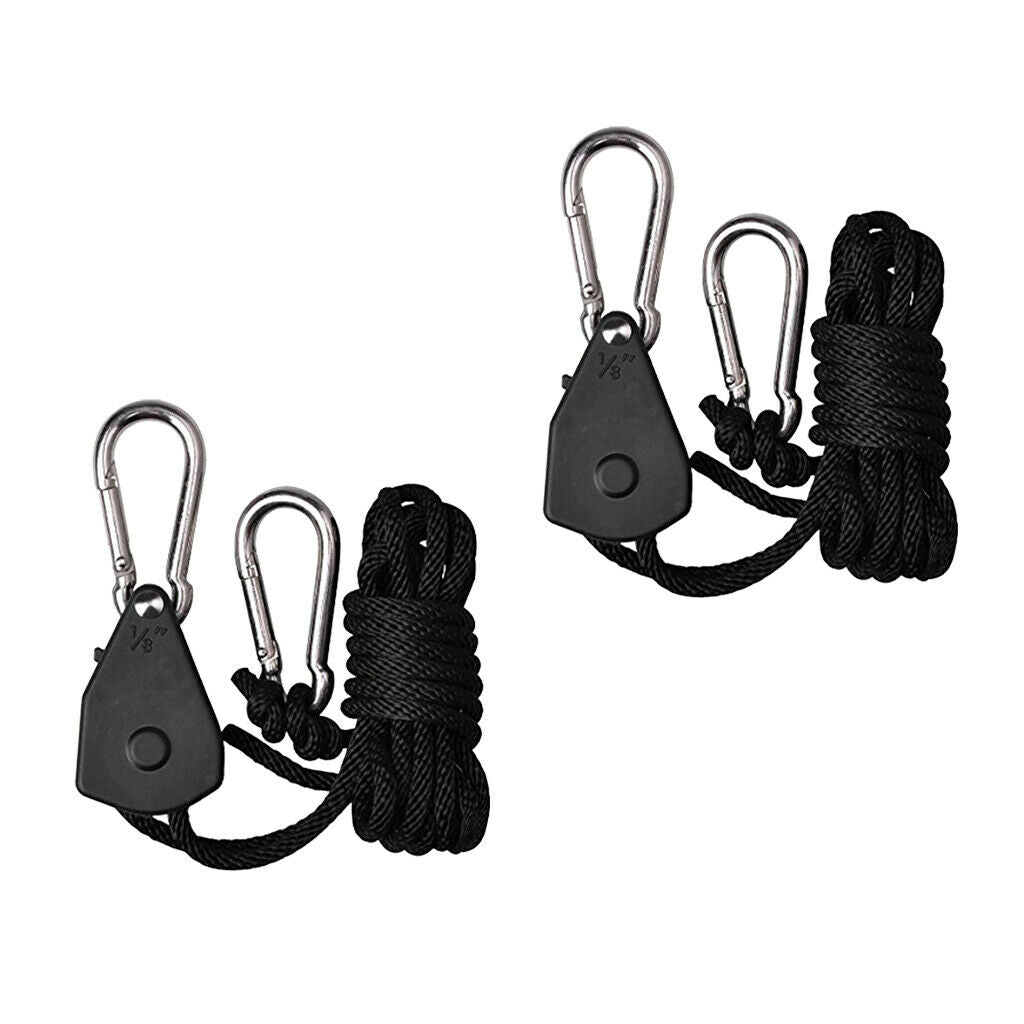 2 Pair 150lbs Adjustable Ratchet Rope Grow Light Rope Hanger Garden Supplies