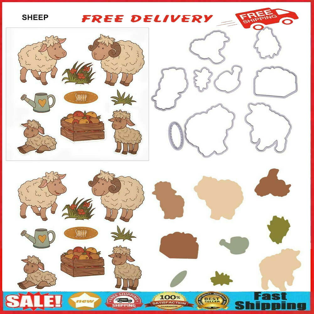 Sheep Silicone Stamp+Metal Cutting Dies Stencil Scrapbook Album Decor Craft