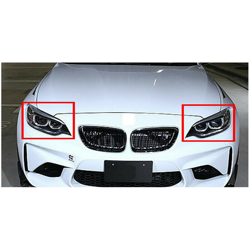 2Pcs Car Glossy Black Headlight Eyebrow Eyelid Trim Fit For BMW F22 M2 2014-2018