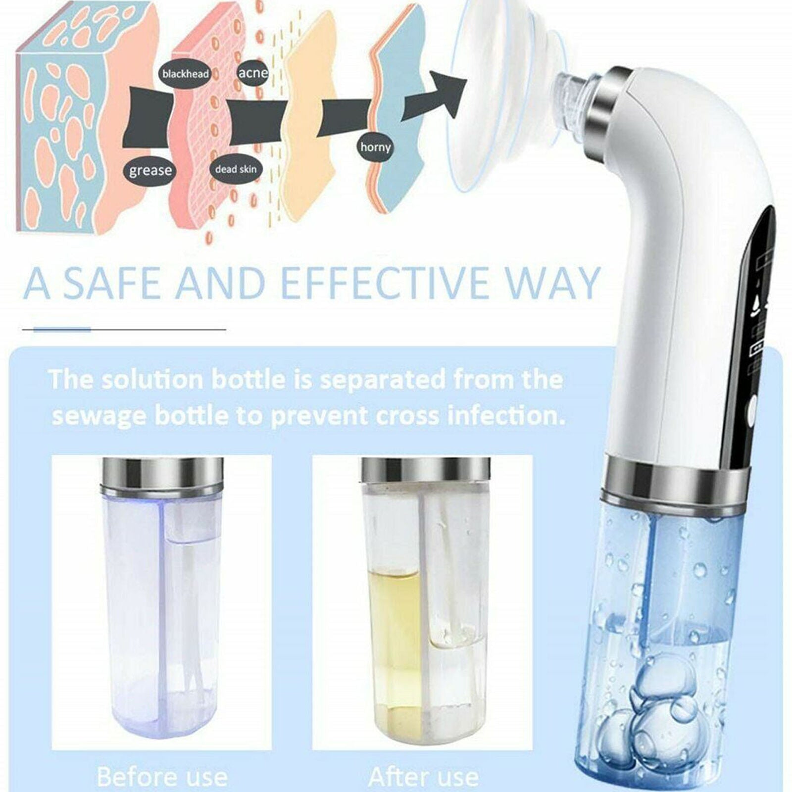 Electric Facial Vacuum Pore Blackhead Cleaner Water Cycle Blu-Ray Acne