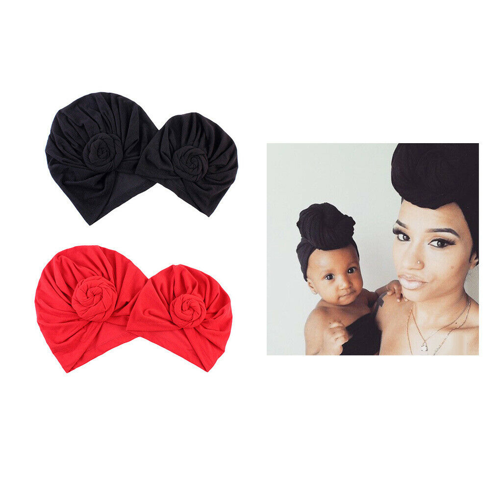 MagiDeal Mother Baby Knotted Turban Hat Warm Winter