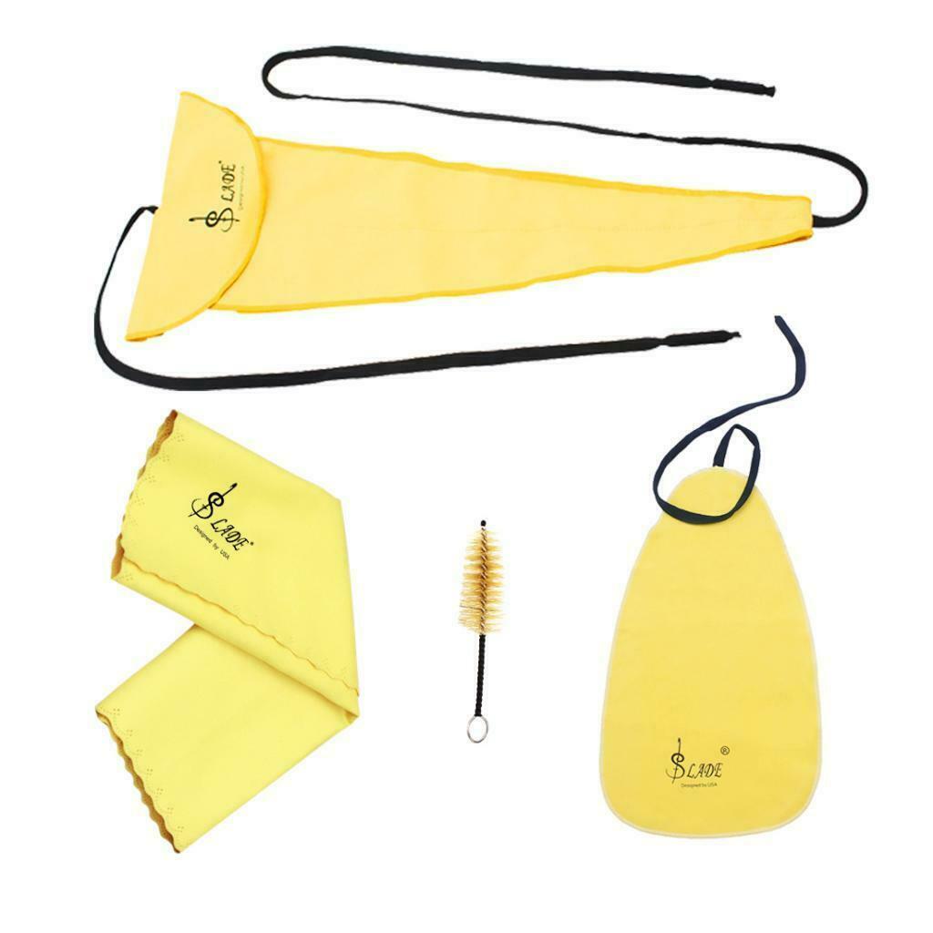 Set of 4 Saxophone Cleaning Kit Water-Absorbing Clean Cloth Mouthpiece Brush