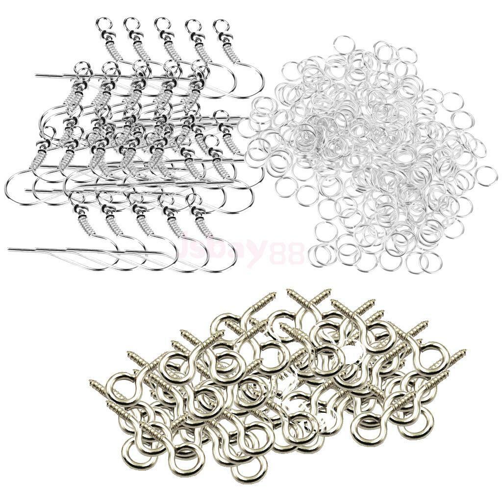 50 Pieces Screw Eye Pin +2000 Pieces 4mm Jump Rings+100 Pieces Earring Hooks