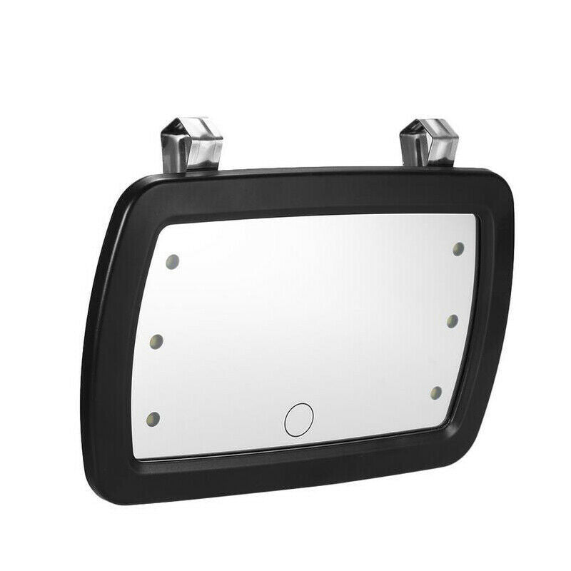 Finger Touch Car Interior Sun Visor Sun-shading 6 LED Light Make-up Mirror Black