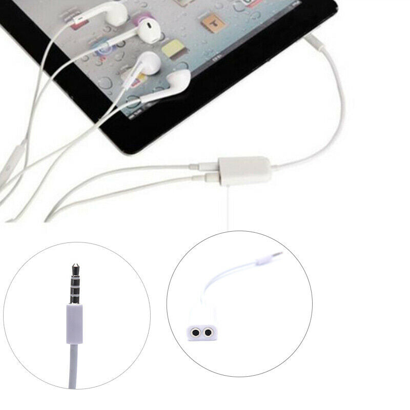White Double 3.5mm Earphone Headphone Splitter Cable Cord Adapter Jack Pl.l8