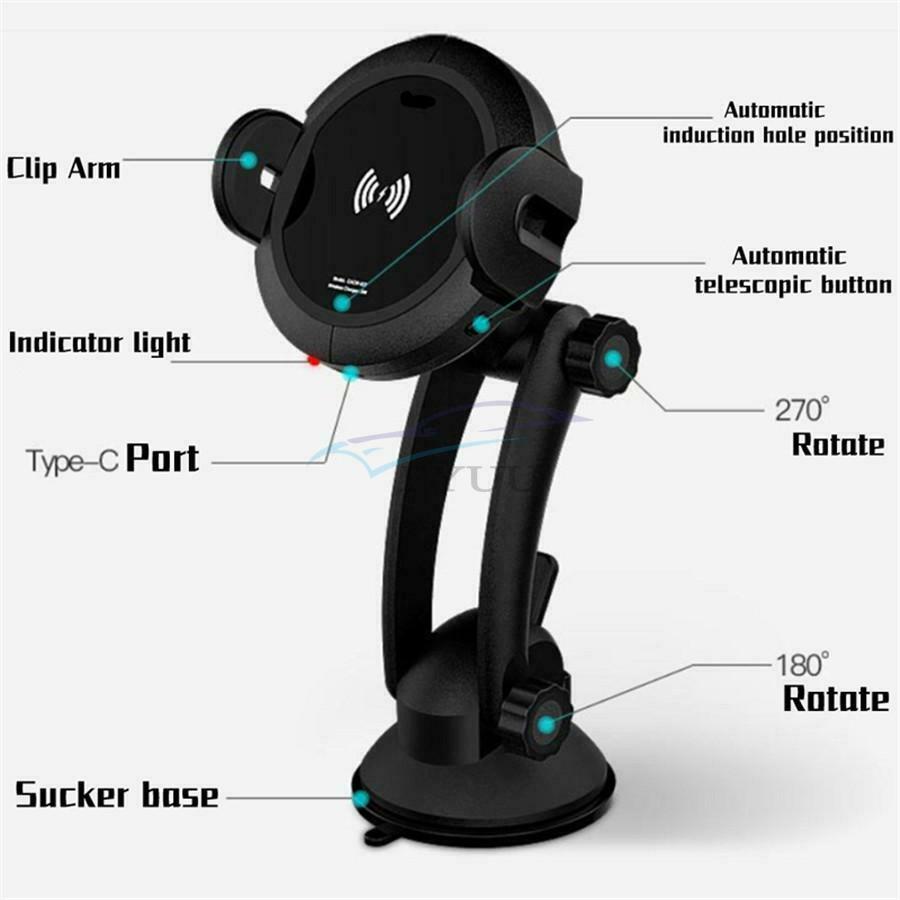 2-3.5A 360°Rotation Smart Protection Adjustable Pedestal Wireless Charger Holder