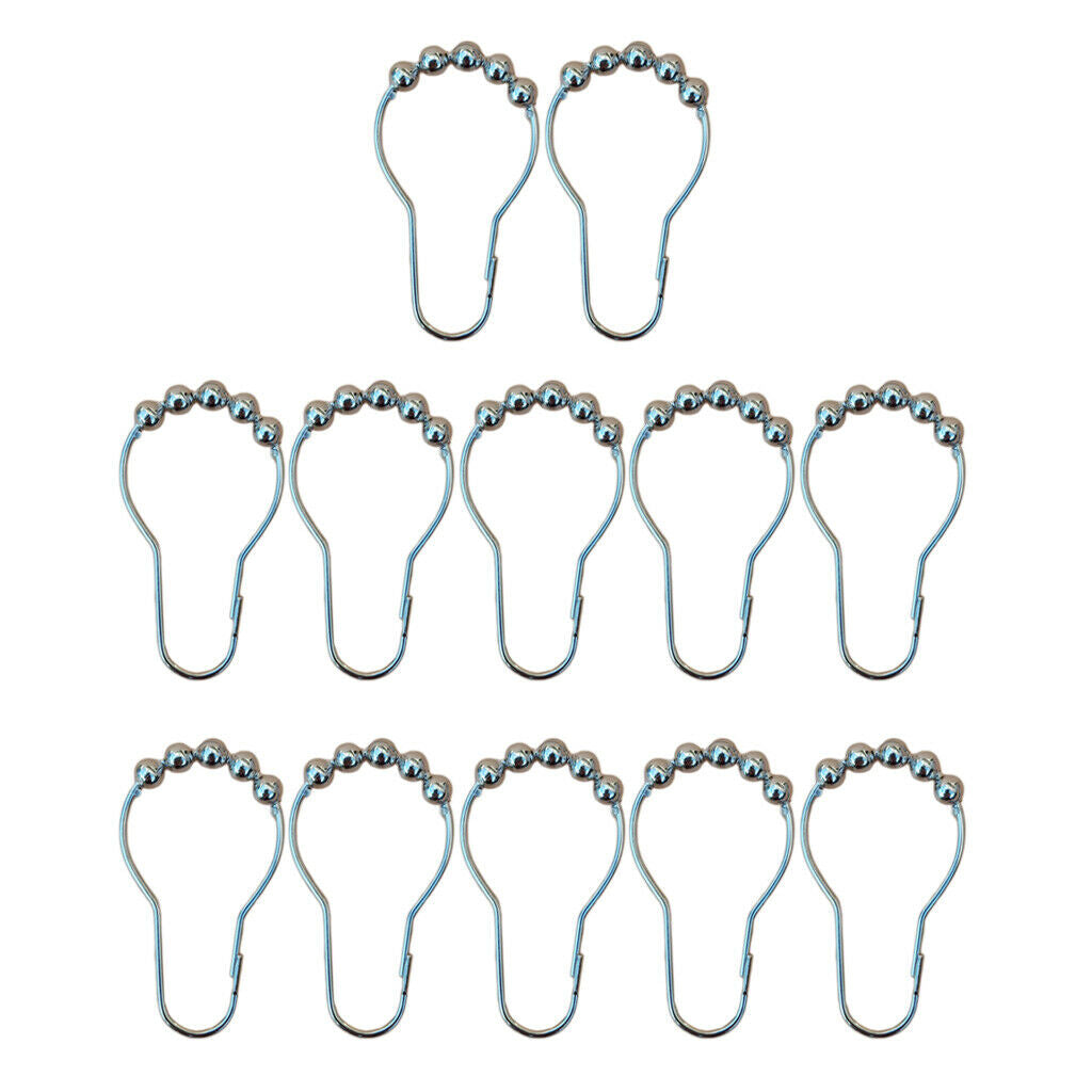 Metal Roller Glide   Shower Curtain Hooks Decorative Bathroom Parts 12pcs