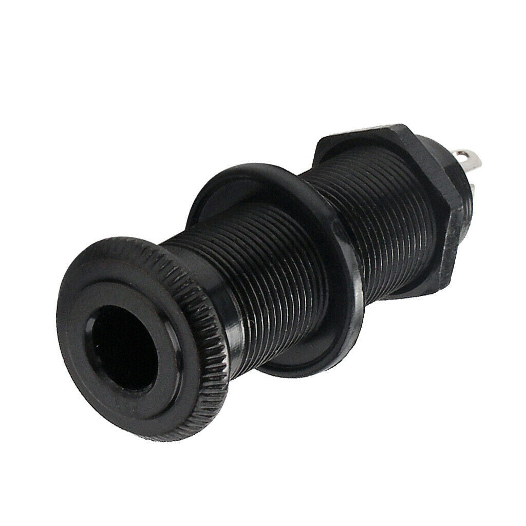 Cylinder Flush-mounted Stereo Output Socket for Bass Guitar Black Metal Parts A.