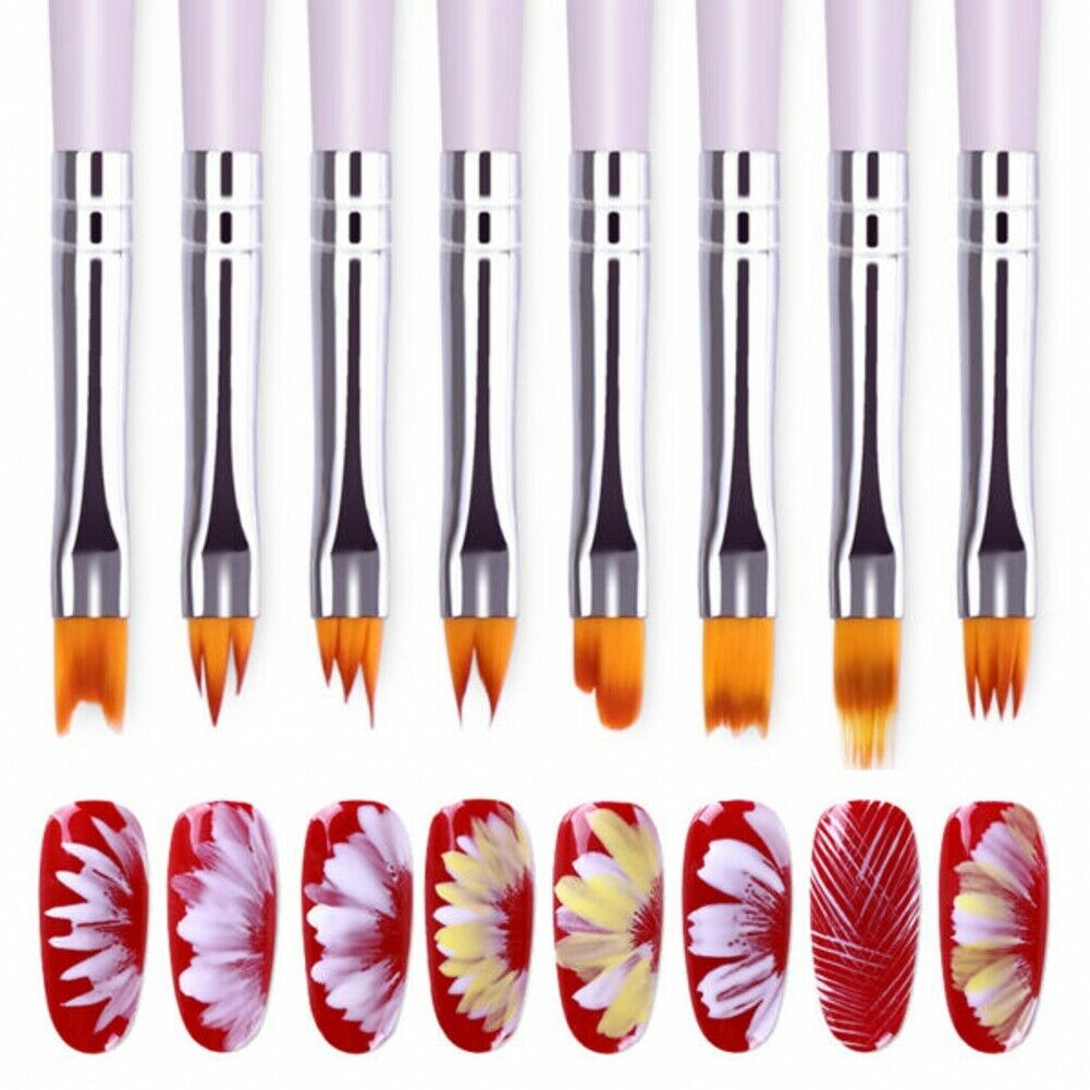 8Pcs Painted Pink Petals Nail Art Pen Nail Painting Multifunctional Nail Art Pen